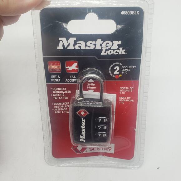Lot Of 2 Master Locks 4680DBLK TSA-Approved Luggage Lock. 1 Sealed, 1 New Opened - Picture 5 of 7